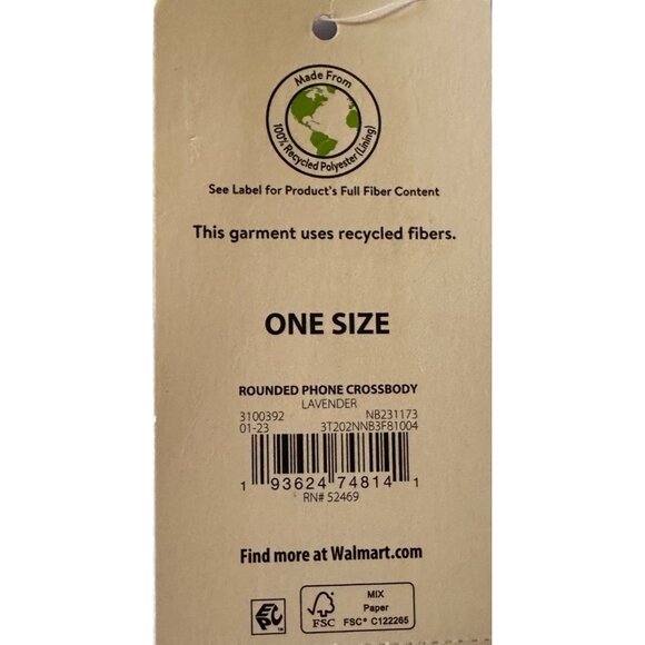 No Boundaries Rounded Phone Crossbody Lavender Color 100% Recycled Polyester-NWT - Picture 12 of 15